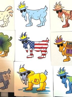 GOAT USA Sticker Sheet - Colorful Crowned Goats